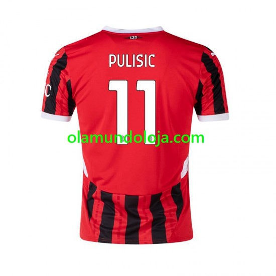 Camisola AC Milan Pulisic 11 Homem Equipamento Primeiro 2024-2025 Manga Curta